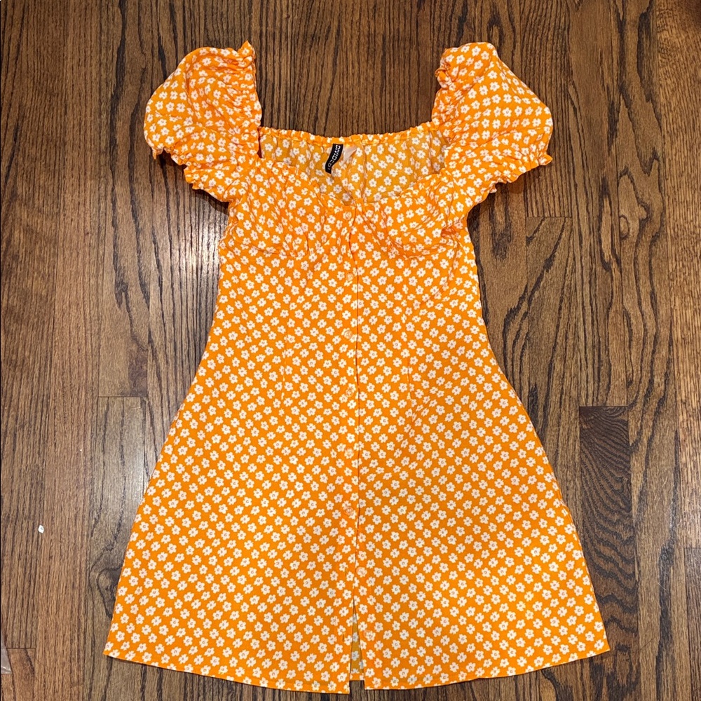 Orange Floral Mini Dress